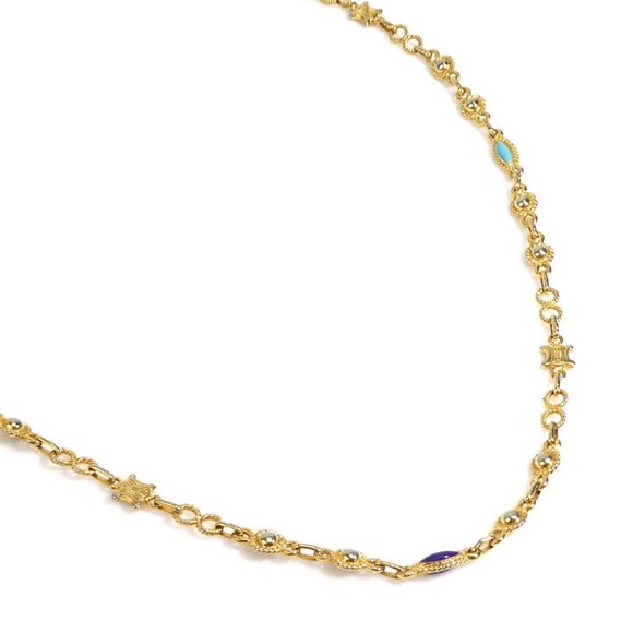 CELINE Necklace Metal Enamel Gold Multicolor Women's e59207k - Picture 1 of 5